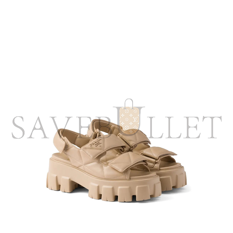 PRADA MONOLITH LEATHER SANDALS 